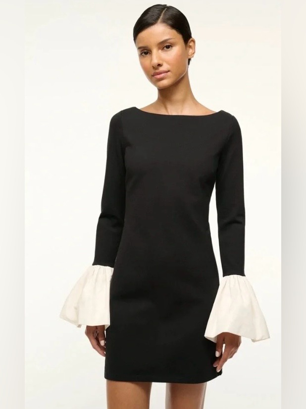Hawthorne Two-Tone Bell-Sleeve Mini Dress